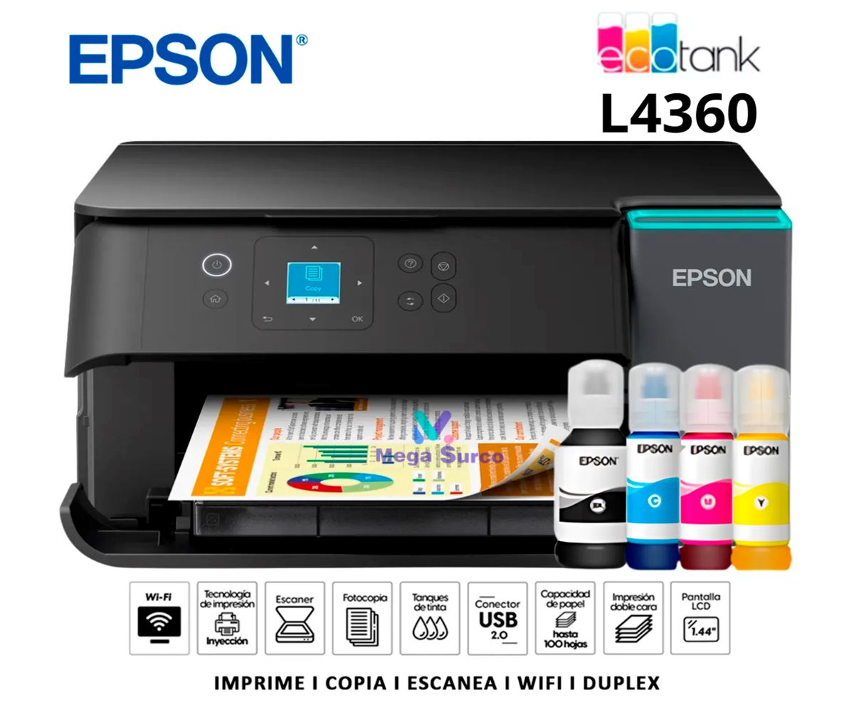 Impresora EPSON Multifunción 3 en 1 EcoTank L4360 Duplex/Wi-Fi