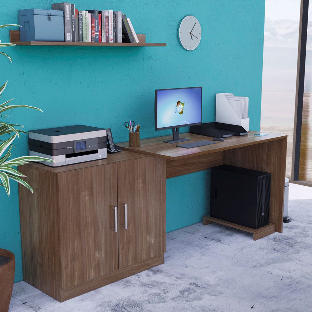 Escritorio con Repisa y Porta CPU Clara 188cm 2 Puertas Gales Movenda