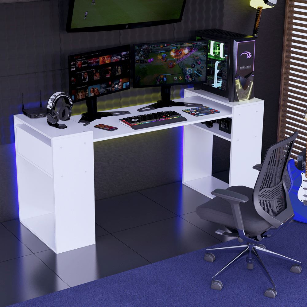 Escritorio Gamer NR04 180cm Blanco Movenda
