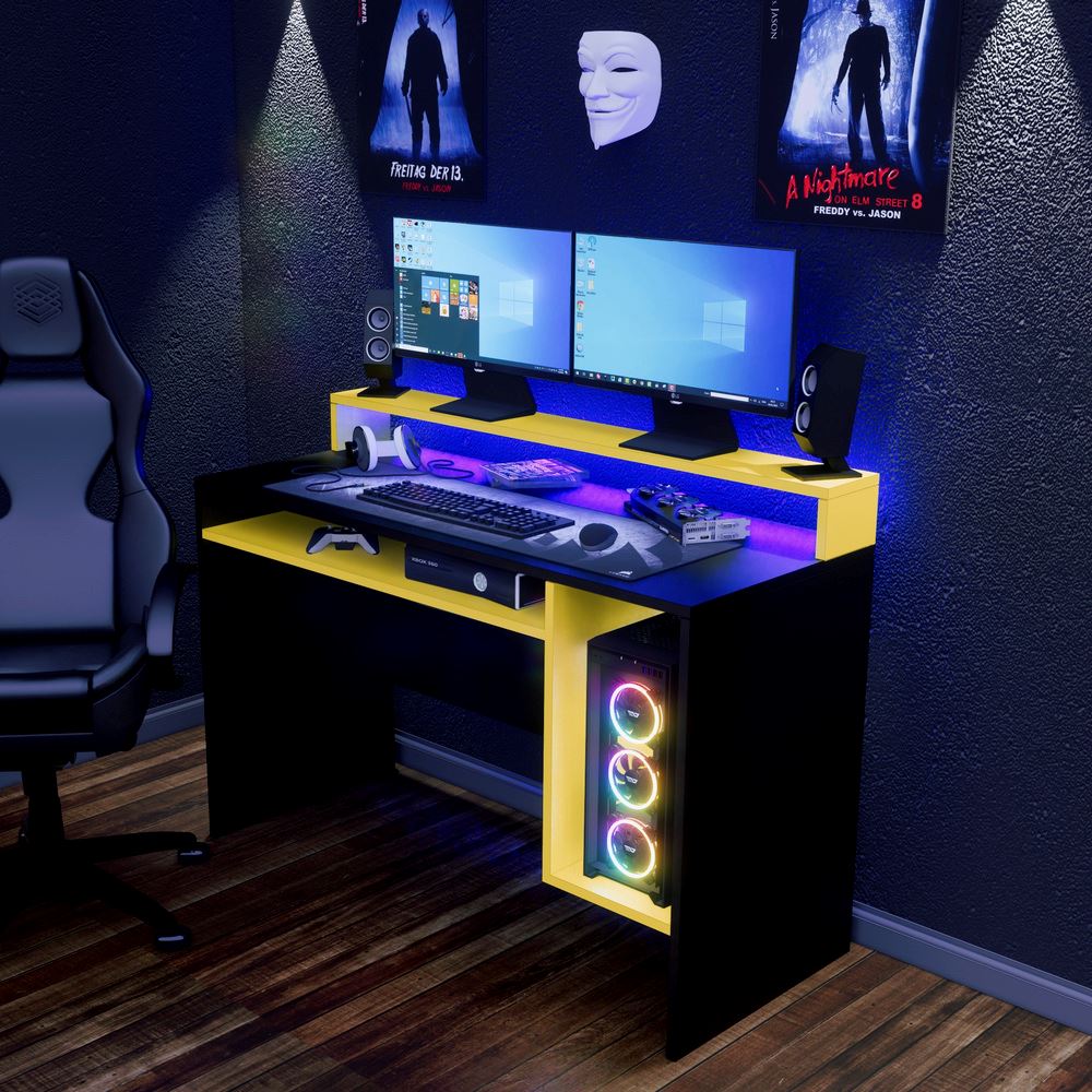 Escritorio Gamer NR07 120cm Negro/ Amarillo Movenda