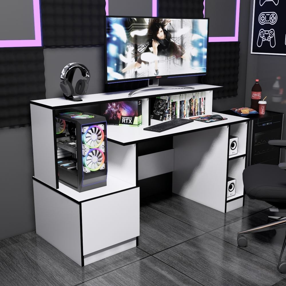 Escritorio Gamer NR 13 150cm Blanco Movenda