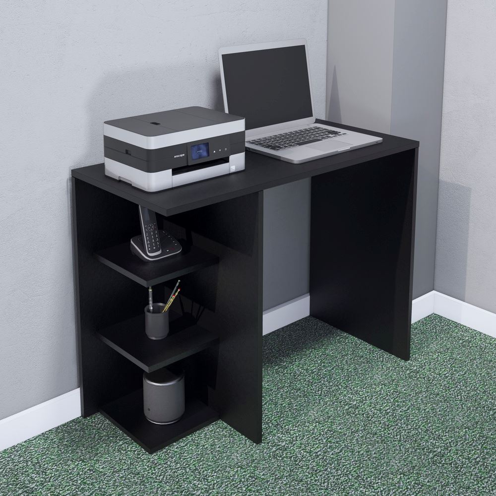 Escritorio con Repisas Laterales 100cm Laura Negro Movenda