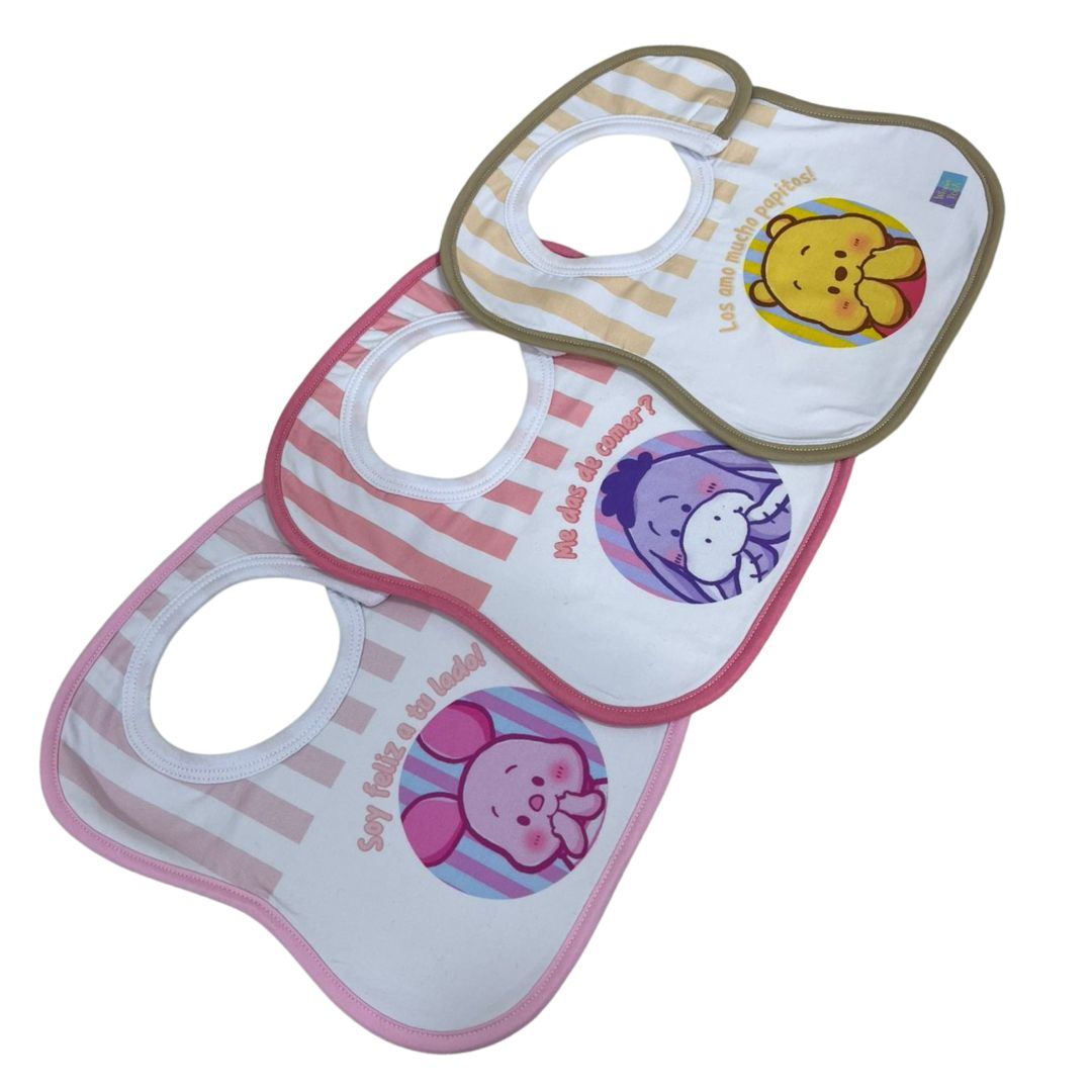 Pack 3 Babero De Bebes Y Niños De 100% Algodon