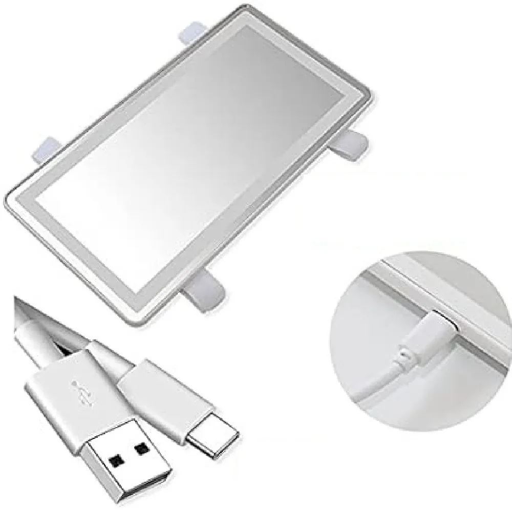 Espejo Con Luz Led Para Auto Desmontable Recargable