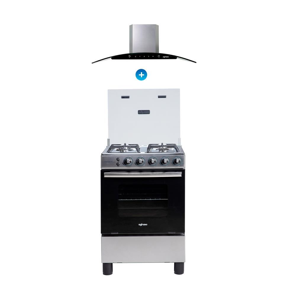 COMBO: COCINA AGHASO 4 HORNILLAS - ESSENCIAL GLP + CAMPANA CHIMENEA TOUCH 60 CM
