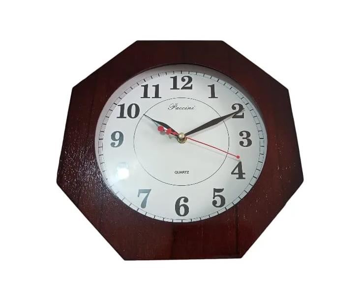 Reloj de pared madera octogonal