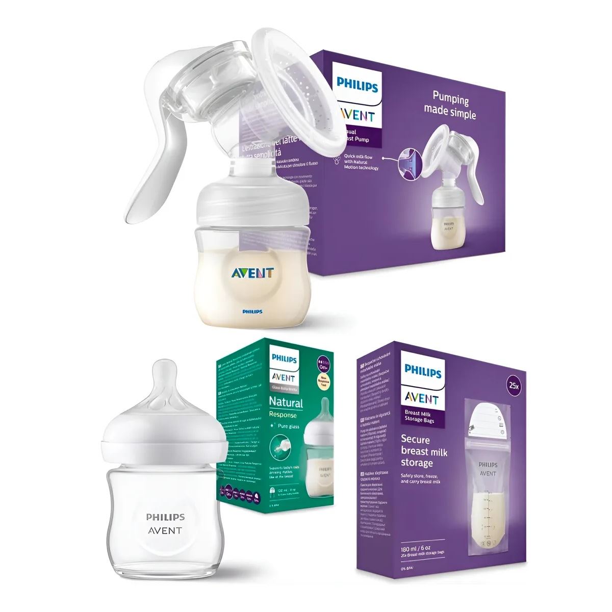 Set Avent Extractor De Leche + 02 Biberones + 25 Bolsas