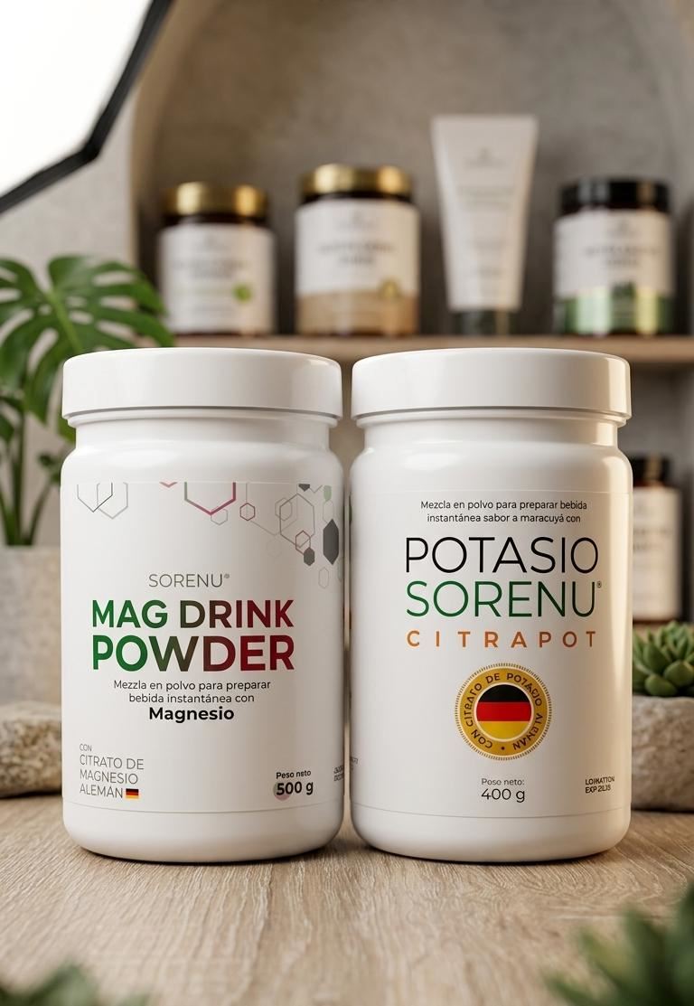 DUO DINAMICO: Magnesio sin stevia 500gr y Potasio con stevia 400gr SORENU-REGISTRO SANITARIO