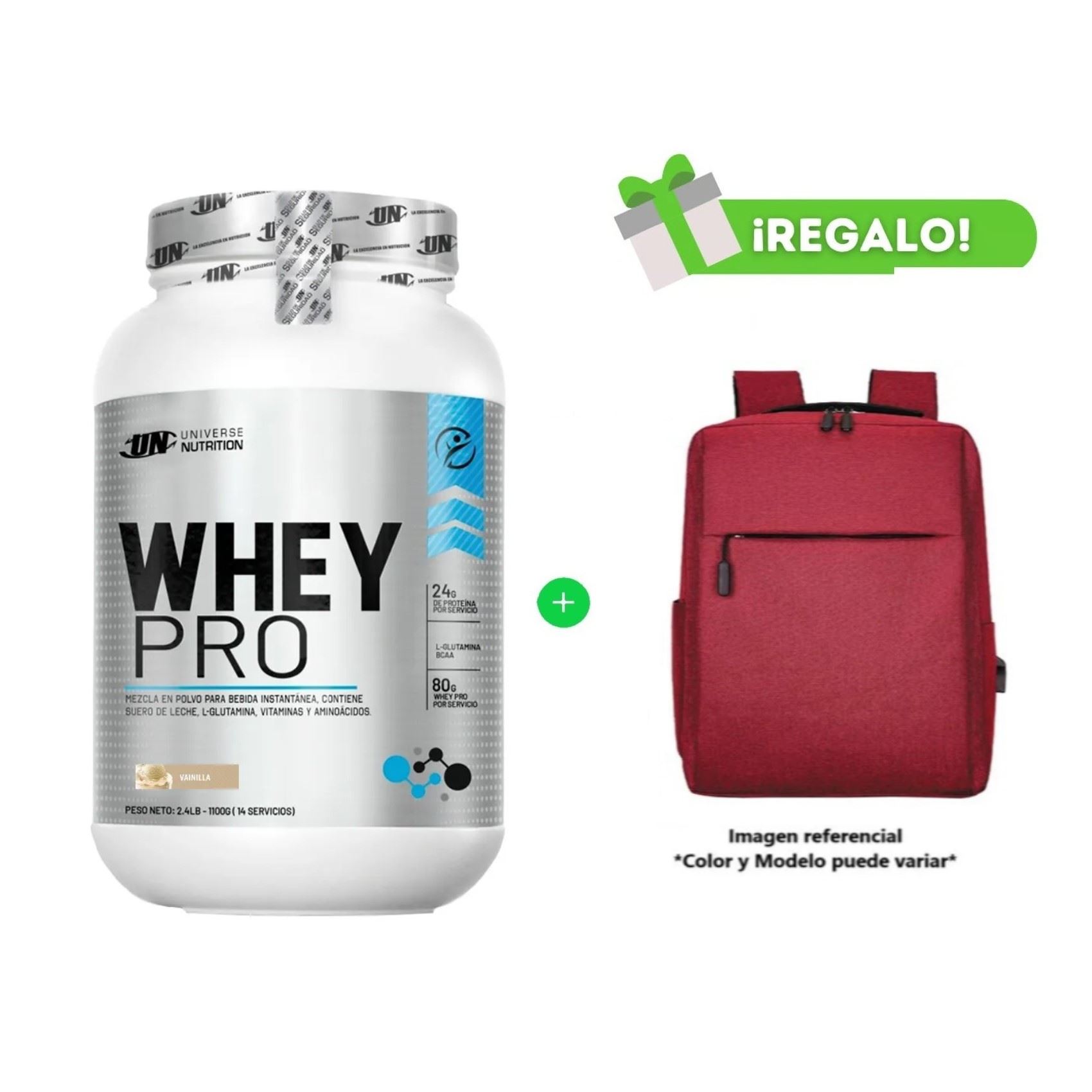PROTEÍNA WHEY PRO 1.1 KG VAINILLA + Mochila Portalaptop Aleatoria