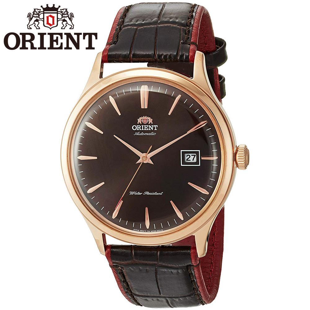 Reloj Orient Bambino 4 FAC08001T0 Automático Acero Inoxidable Rose Gold Correa de Cuero Marrón