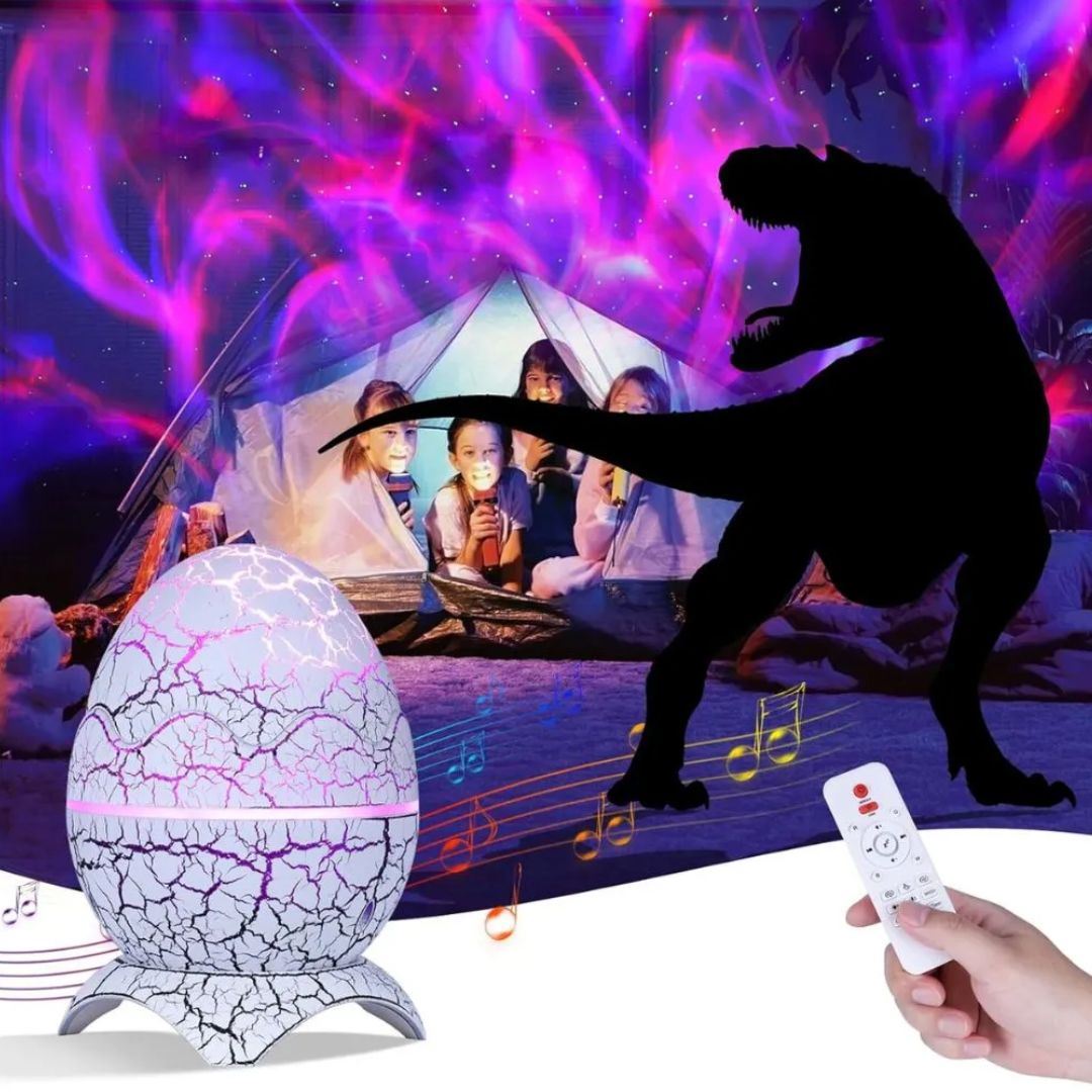 Proyector Led Huevo Dinosaurio Con Luz Nocturna Y Música