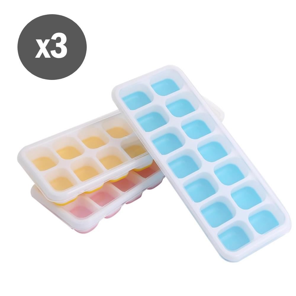 Pack x3 Hielera Moldes de Hielo con base de Silicona  - Color aleatorio