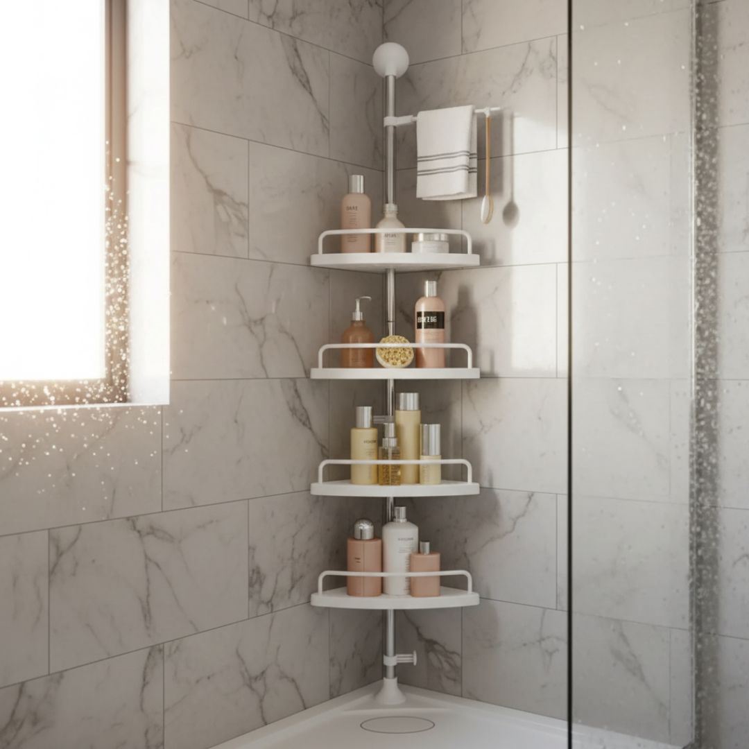 Organizador Esquinero Ducha Baño Multiuso 4 Pisos Ajustable 2.60 mts