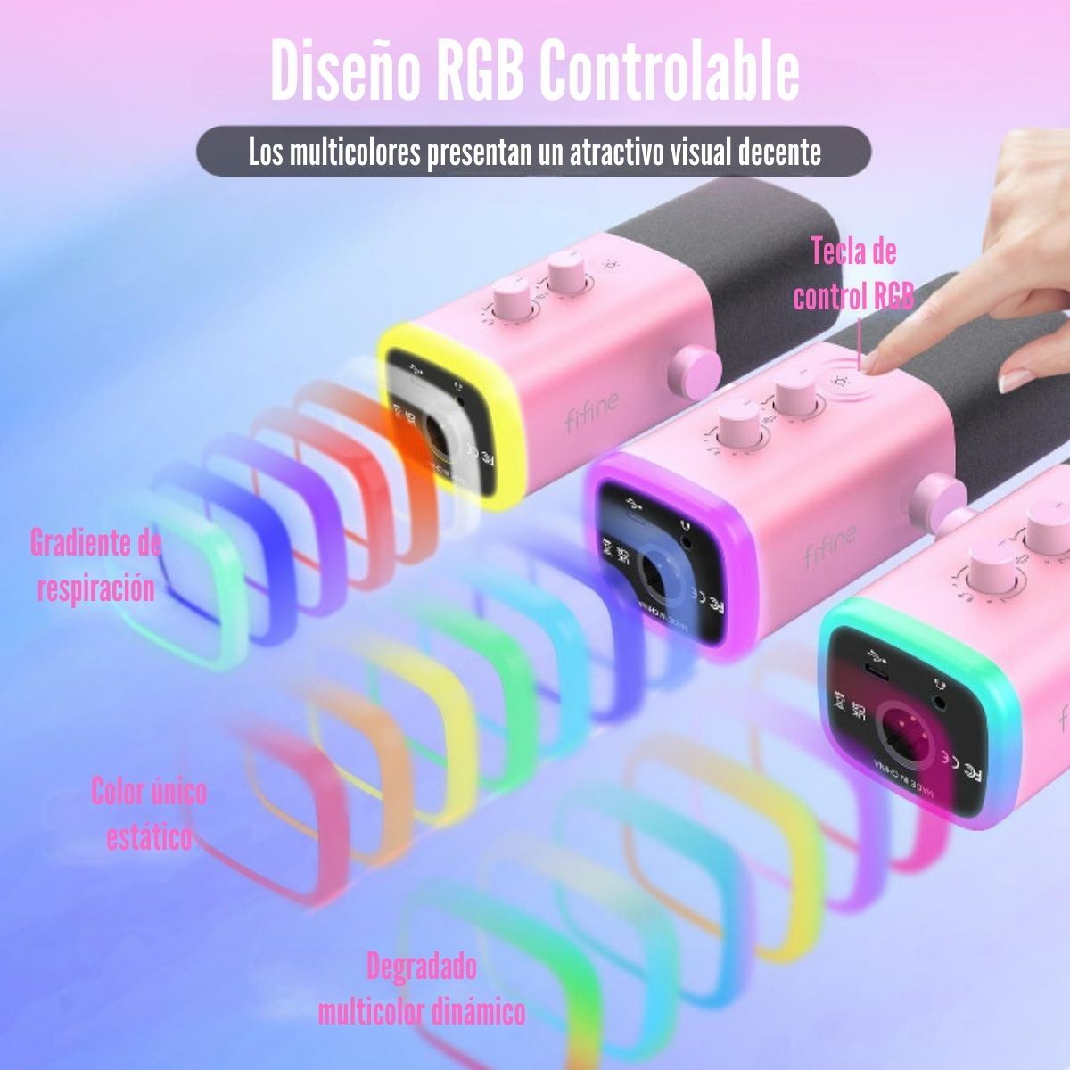 MICROFONO FIFINE AMPLIGAME AM8 RGB WHITE USB/XLR DINAMICO