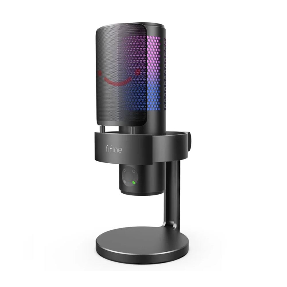 Micrófono Fifine Ampligame A6T RGB incluye Brazo Pink