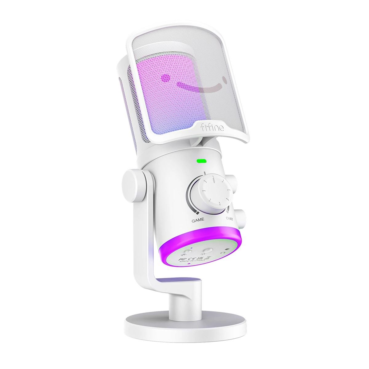 Fifine - Micrófono Ampligame AM6 RGB USB Cardioide - White