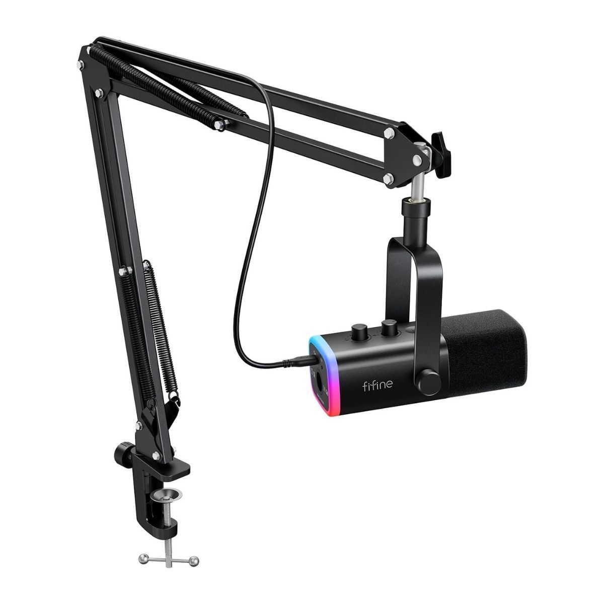 Fifine - Micrófono Ampligame AM8T XLR/USB (Incluye Brazo) - Negro