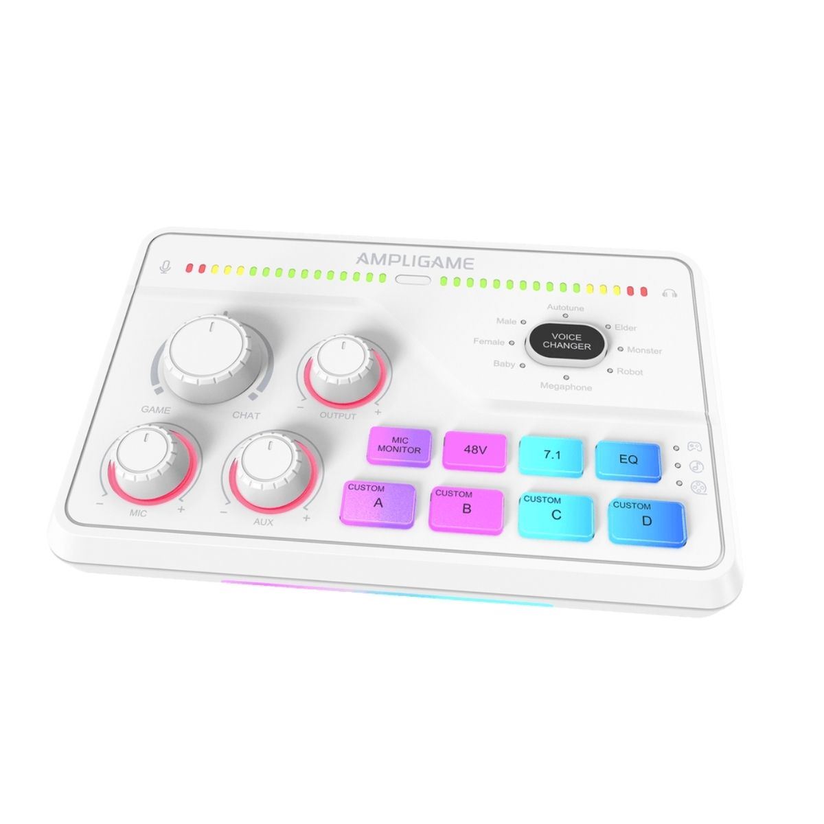 Fifine - Mixer Ampligame SC8 RGB Streaming XLR Sonido 7.1 - White
