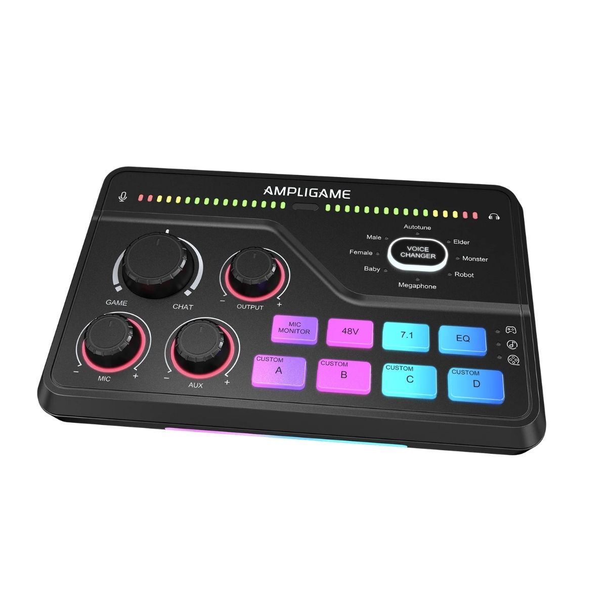 Fifine - Mixer Ampligame SC8 RGB Streaming XLR Sonido 7.1 - Black