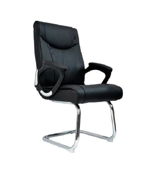 SILLA DE OFICINA GERENCIAL FIJA ERGONÓMICA OV-VERA CUERO NEGRO
