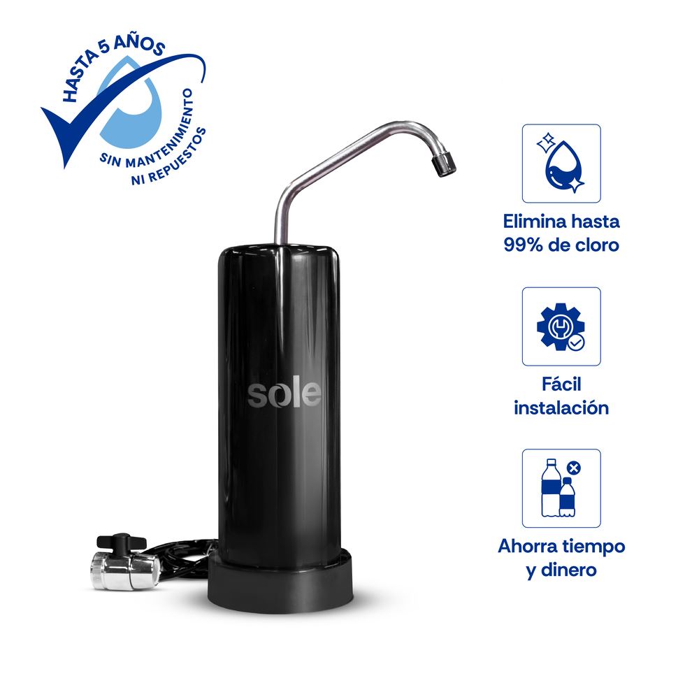 Purificador Alcalinizador Sole Prime 5 años Negro S/ Lavadero