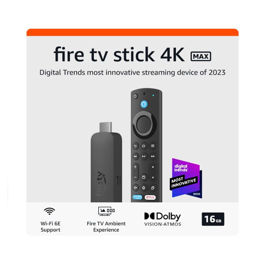 FIRE TV STICK 4K MAX WiFi 6E- 2DA GEN 16GB NEGRO