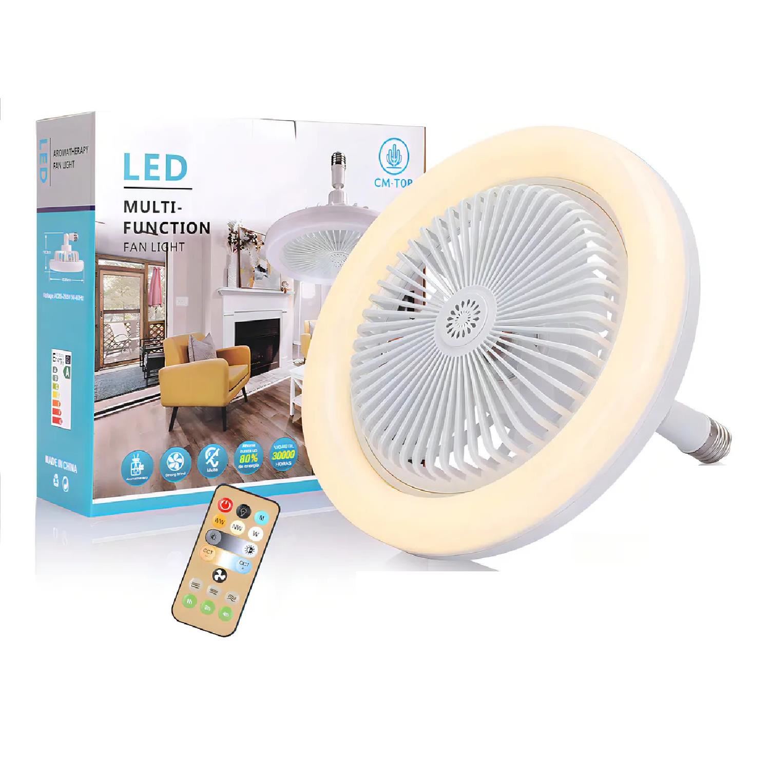 FOCO VENTILADOR LED 3 EN 1 MULTIFUNCIÓN LUZ Y VENTILACIÓN ROSCA E27