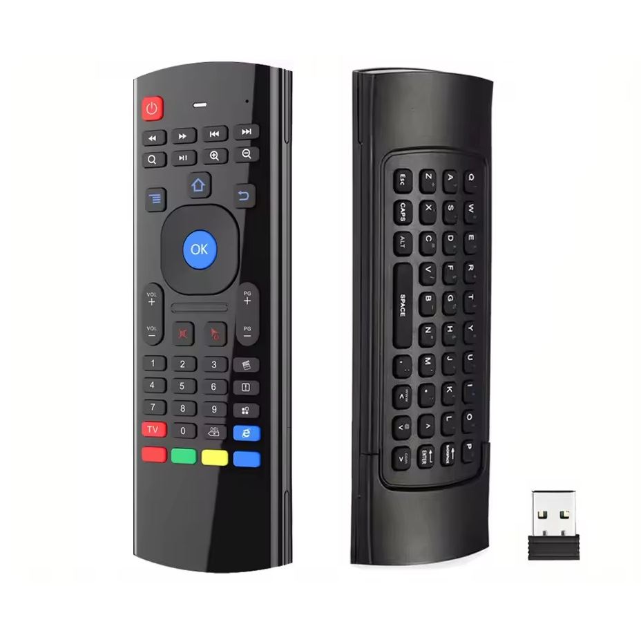 Control Inalámbrico con Teclado QWERTY + Control de Voz y Modo Air Mouse