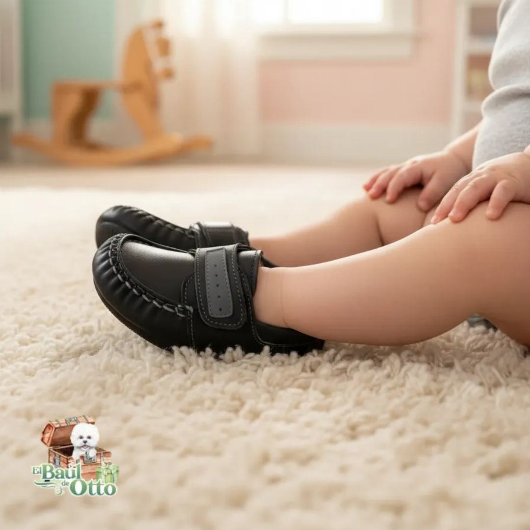 Zapato Niño Negro Con Pega Pega Talla 20