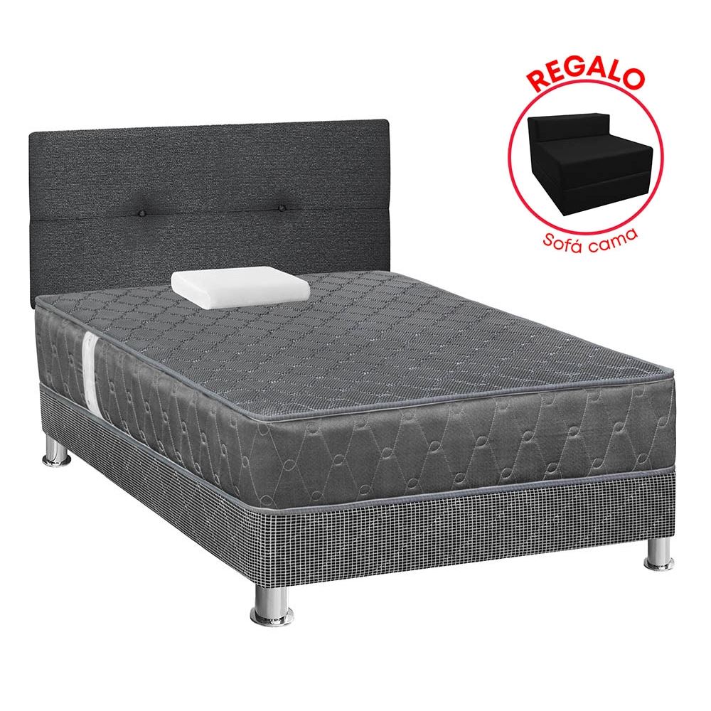 Juego Dormitorio Forli Acqua Gris 1.5PLZ + Sofá Cama