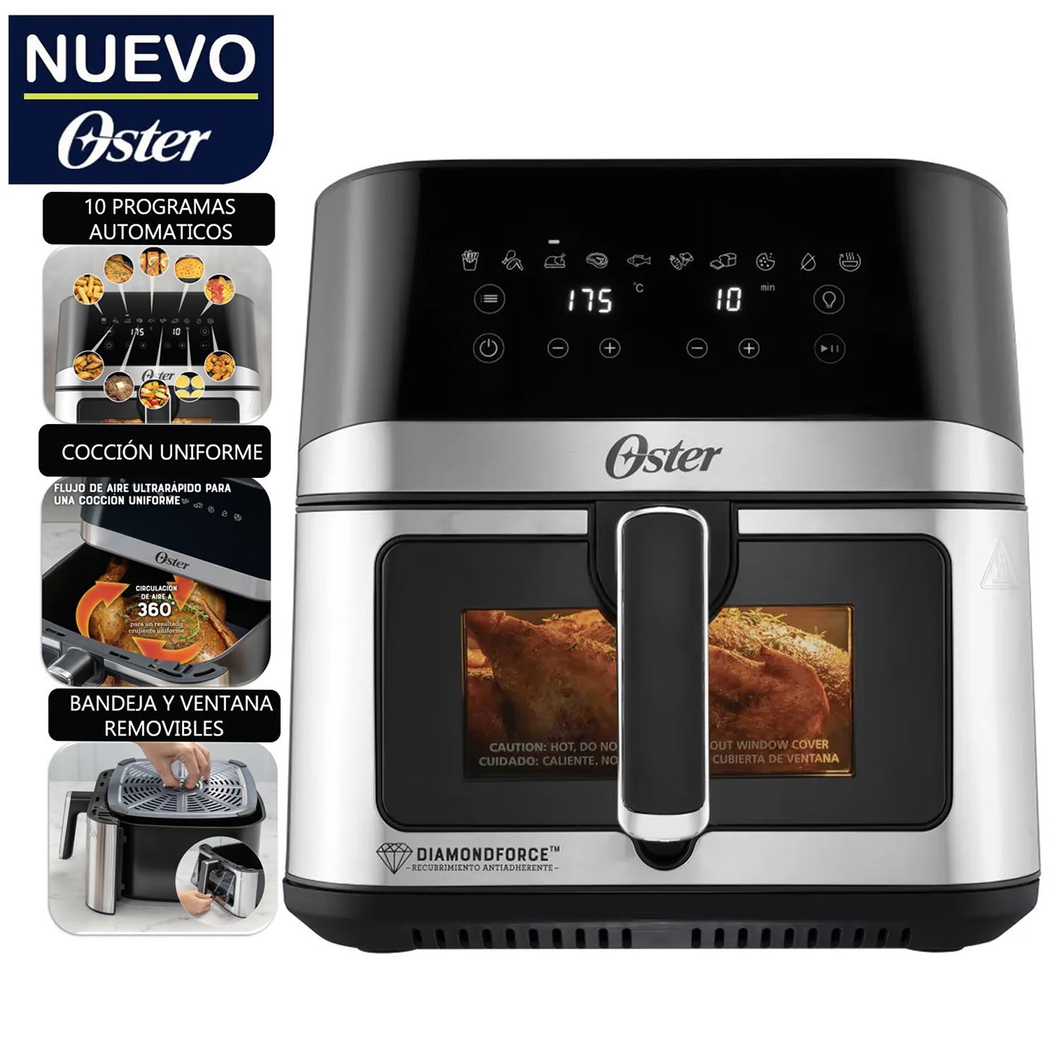 FREIDORA DE AIRE DIGITAL OSTER DIAMONDFORCE 75L CKSTAF75WDSSDF