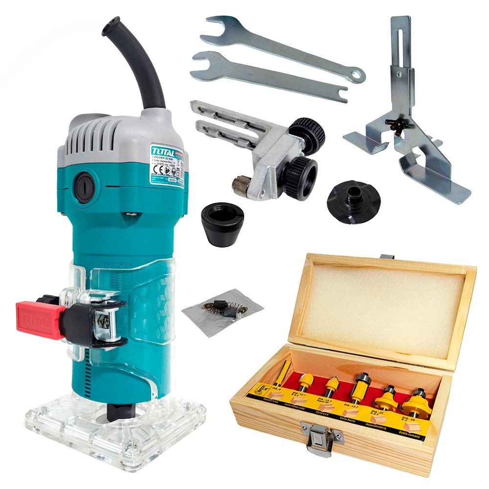 Ruteadora Fresadora Tupi de Mano Palma 6mm, 1/4" Total TLT6001 600W + 6Fresas