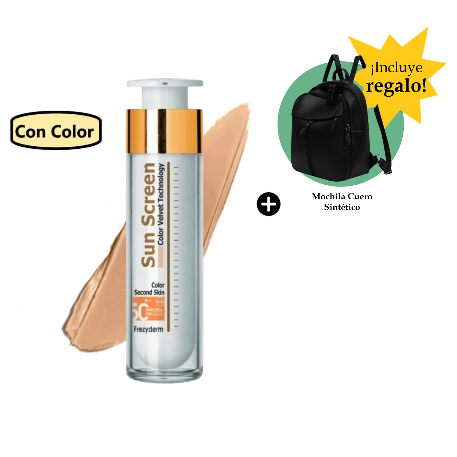 Frezyderm Velvet Sunscreen ColorFace + Mochila Cuero Sintético Estilo Coreana