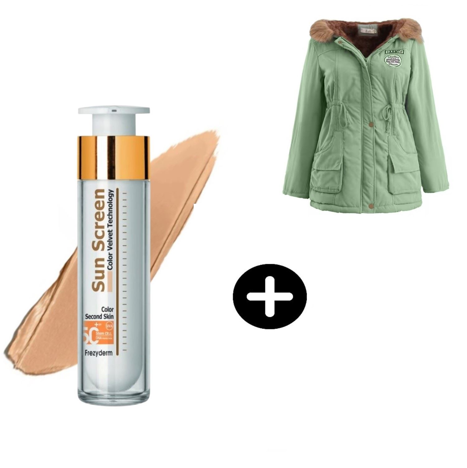 Frezyderm Fotoprotector Sun Screen 50ml Con Color + Casaca Parka Abrigo de Invierno para Mujer/M Color Aleatorio