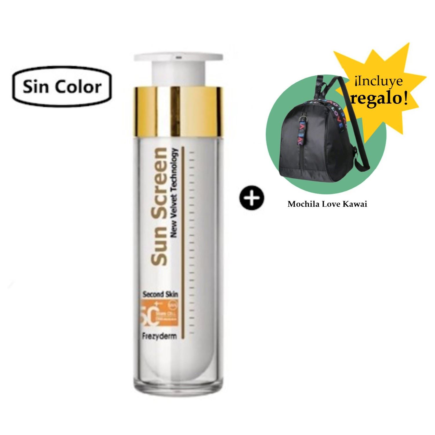 Frezyderm SunScreen Velvet Face SPF50 + Mochila Love Kawai Impermeable Con Llavero