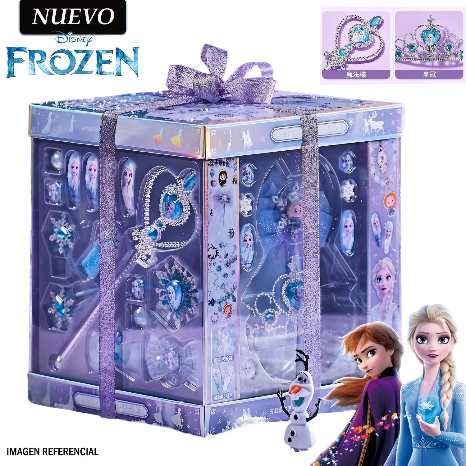 Juguete Set de Joyas y Cuentas de Frozen con Varita y Corona