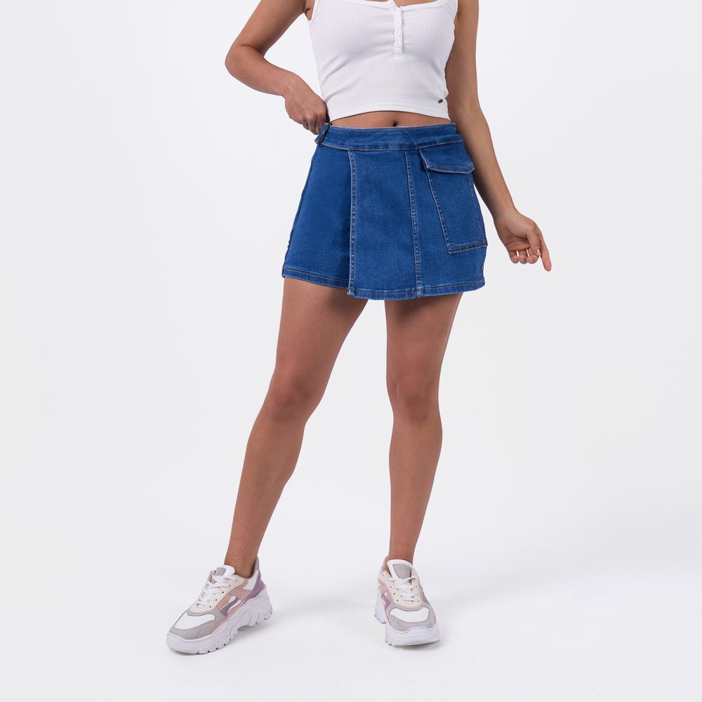 FALDA SHORT MACHINE - MONICA PA DENIM STRECH