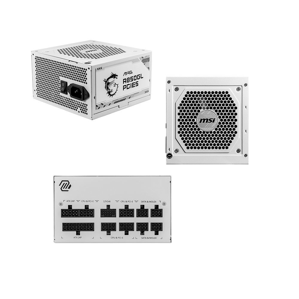 Fuente poder MSI MAG A850GL PCIE5 850W 80 PLUS Gold Formato ATX Blanco