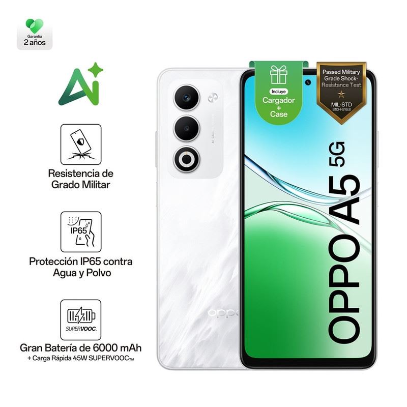 Celular OPPO A5 5G 256GB 8GB RAM Blanco