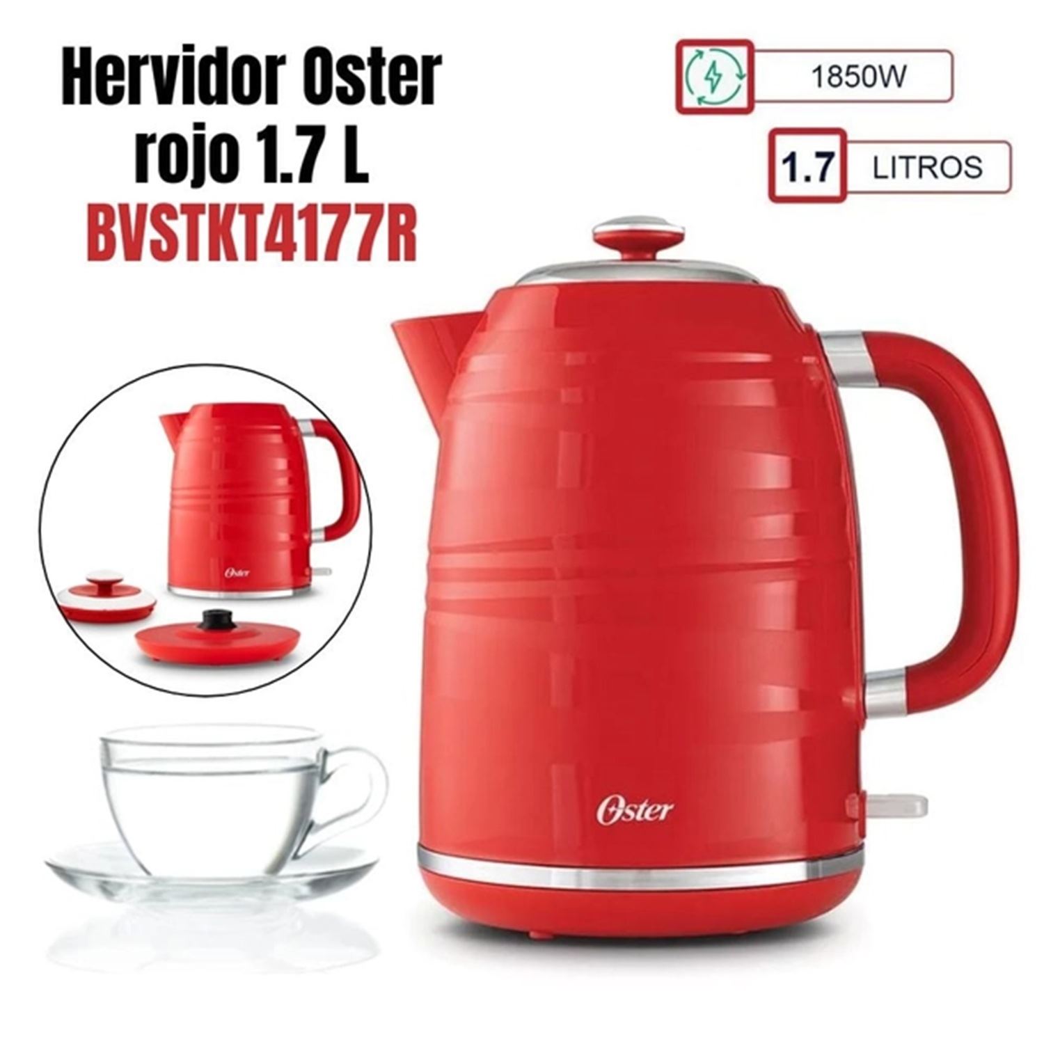 Hervidor eléctrico Oster® rojo 1.7 L BVSTKT4177R