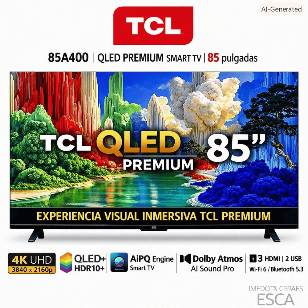 TELEVISOR TCL 85 PULGADAS PREMIUM QLED MANOS LIBRES UHD 4K GOOGLE TV 85A400