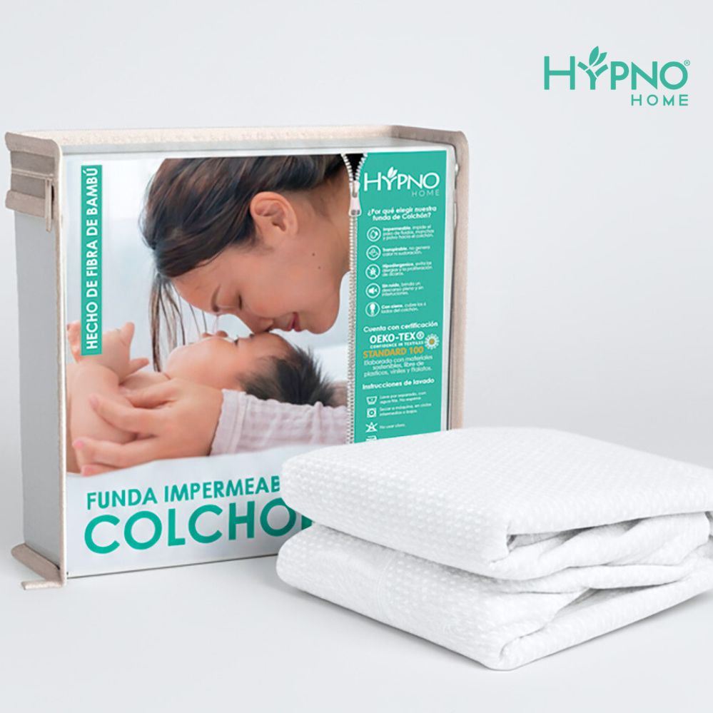 Funda De Colchón Impermeable Hypno De Bambú Con Cierre - Blanco