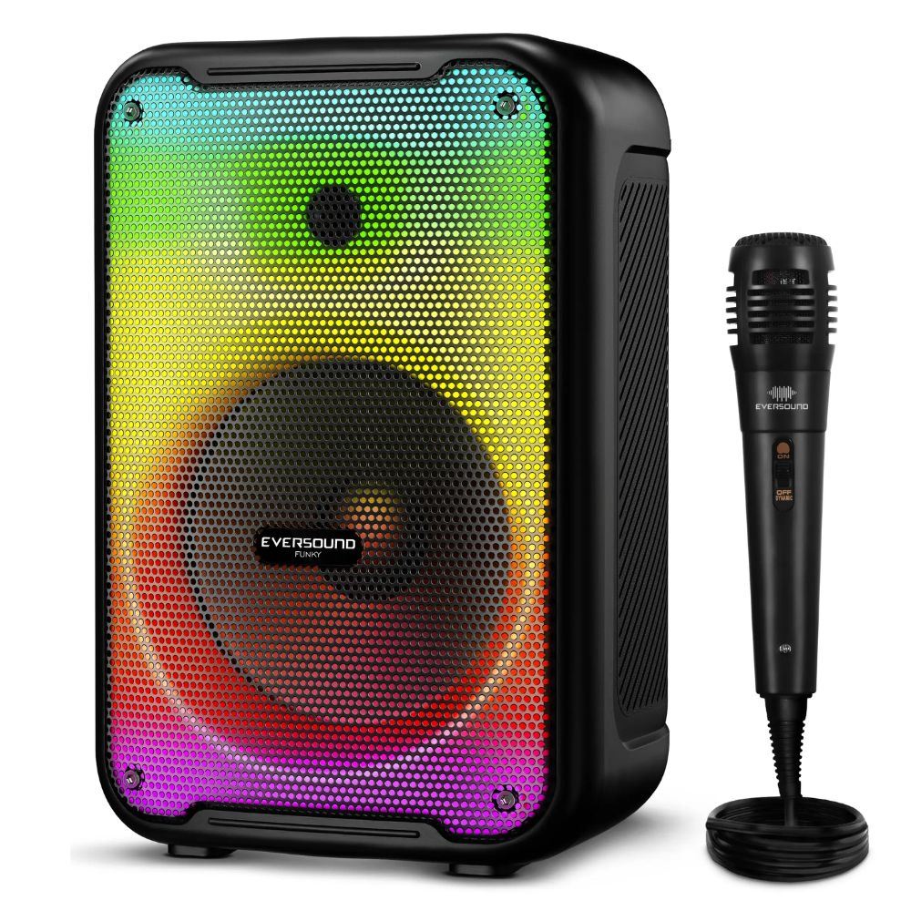 Parlante Eversound Funky 8″ EV 3003 conexion Bluetooth iluminacion RGB color negro