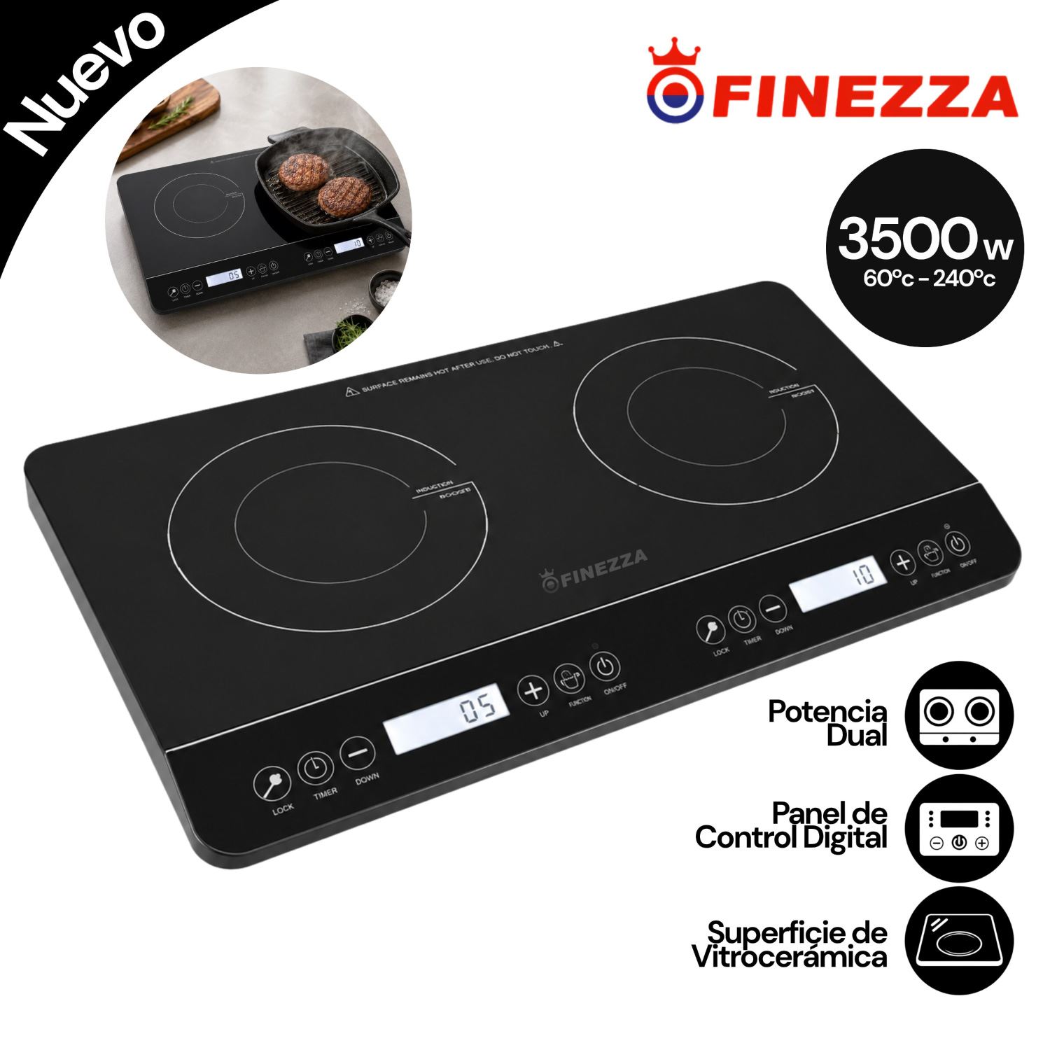 Cocina De Induccion 2 Hornillas Finezza FZ-315IN-2