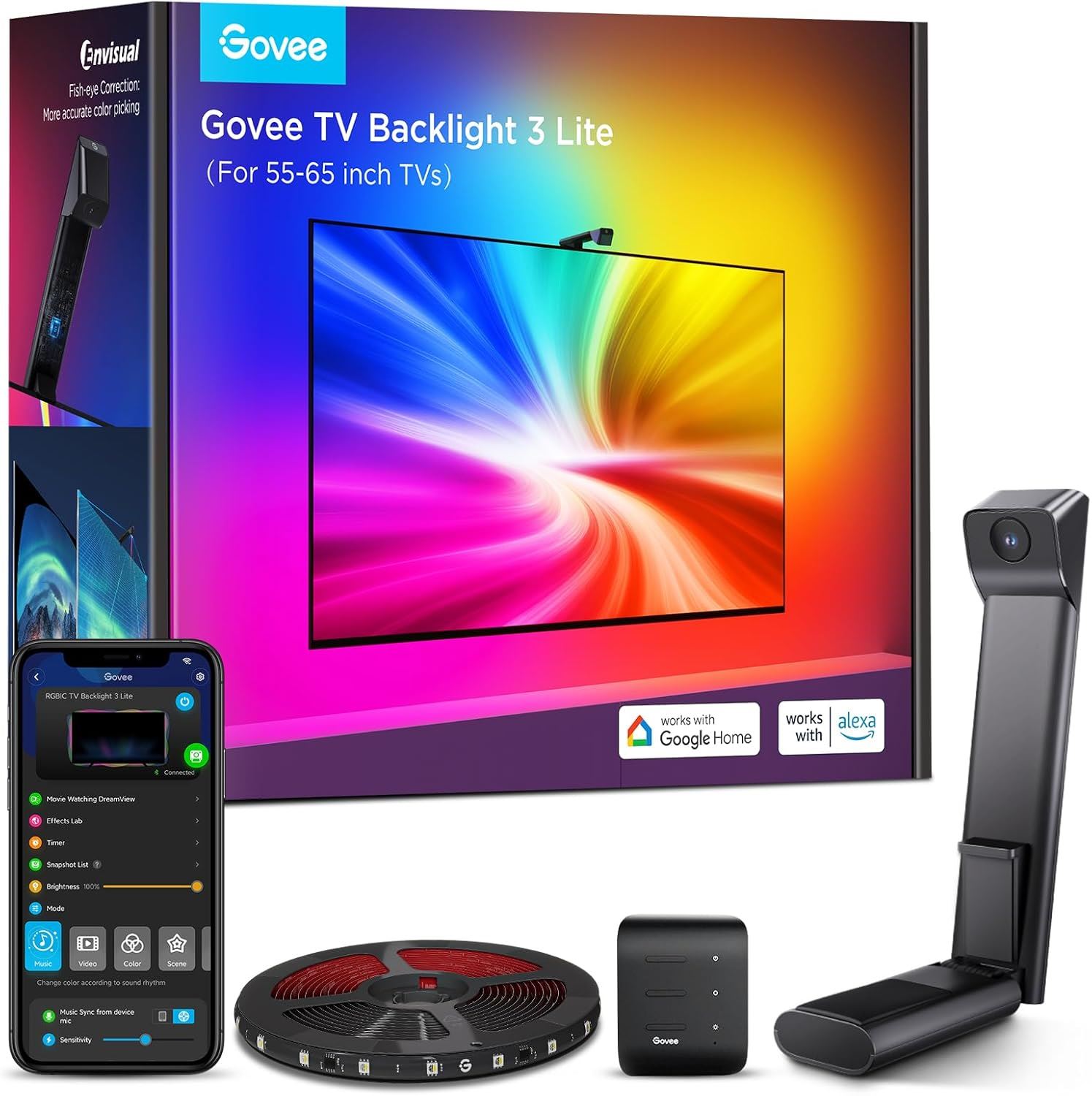 Govee TV Backlight 3 Lite RGBICW Luces LED Smart para TV 55-65” DreamView Alexa Google Home