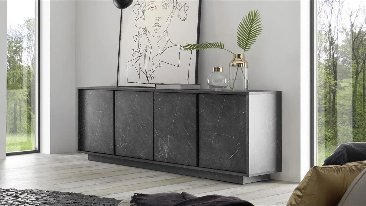 APARADOR GAFRE 4 PUERTAS 4 ESTANTES COLOR ONIX 180CM