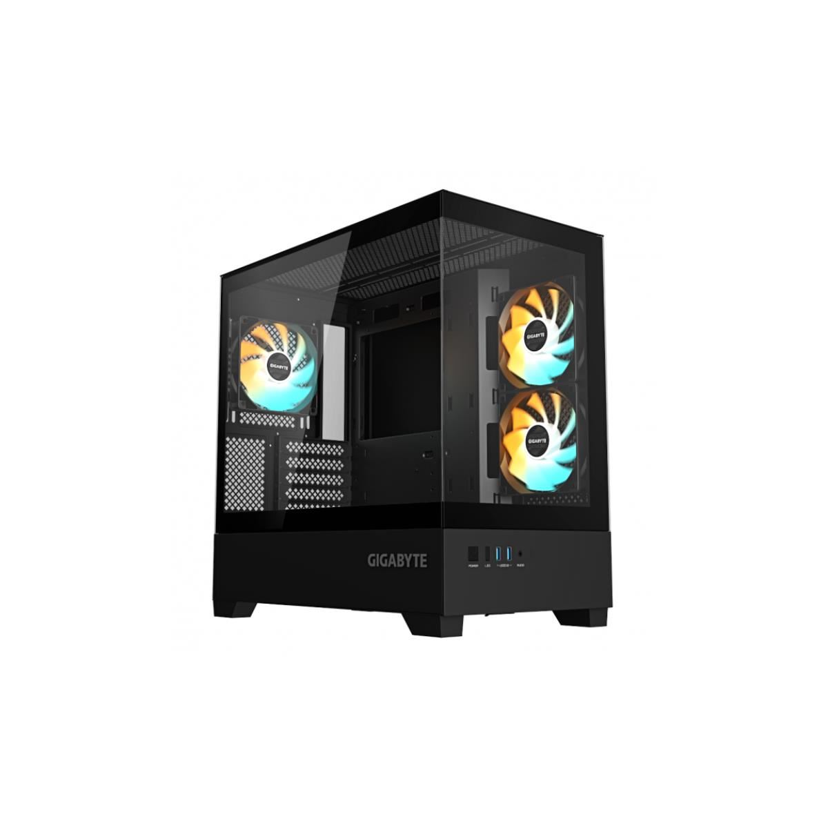 CASE GIGABYTE C201 PANORAMIC S/FUENTE V/TEMPLADO X3 COOLER ARGB USB 3.0 NEGRO