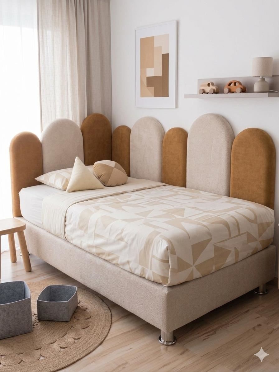 Cama Baby Nube 1.5 Plaza beige y miel
