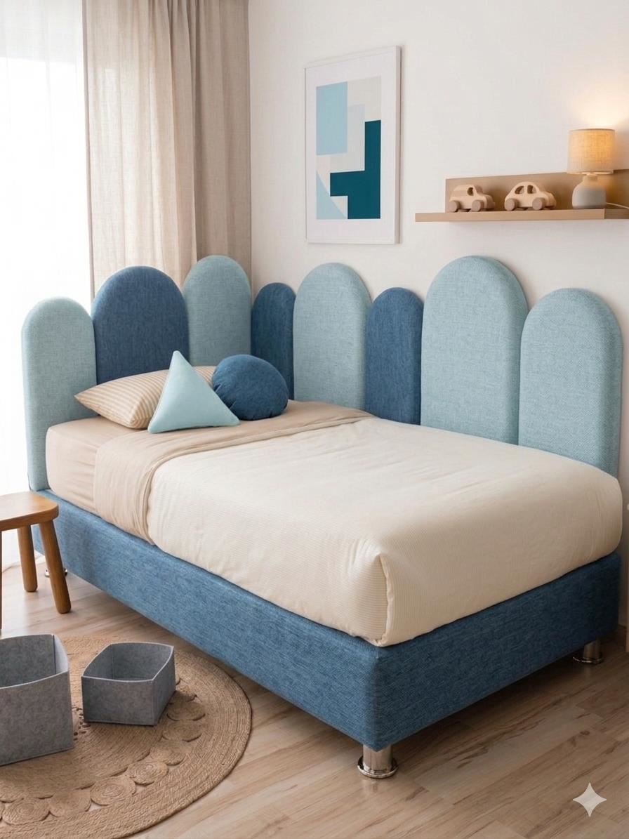 Cama Baby Nube 1.5 Plaza azul jean y celeste