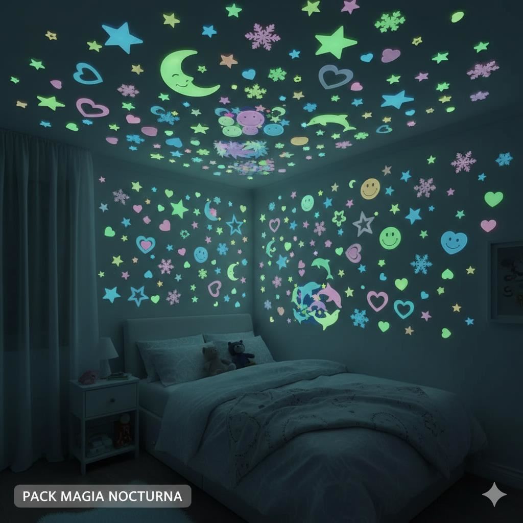 Luminosas Pegatinas de Estrellas, fluorescentes que brillan en la oscuridad de habitación de los niños 50pcs